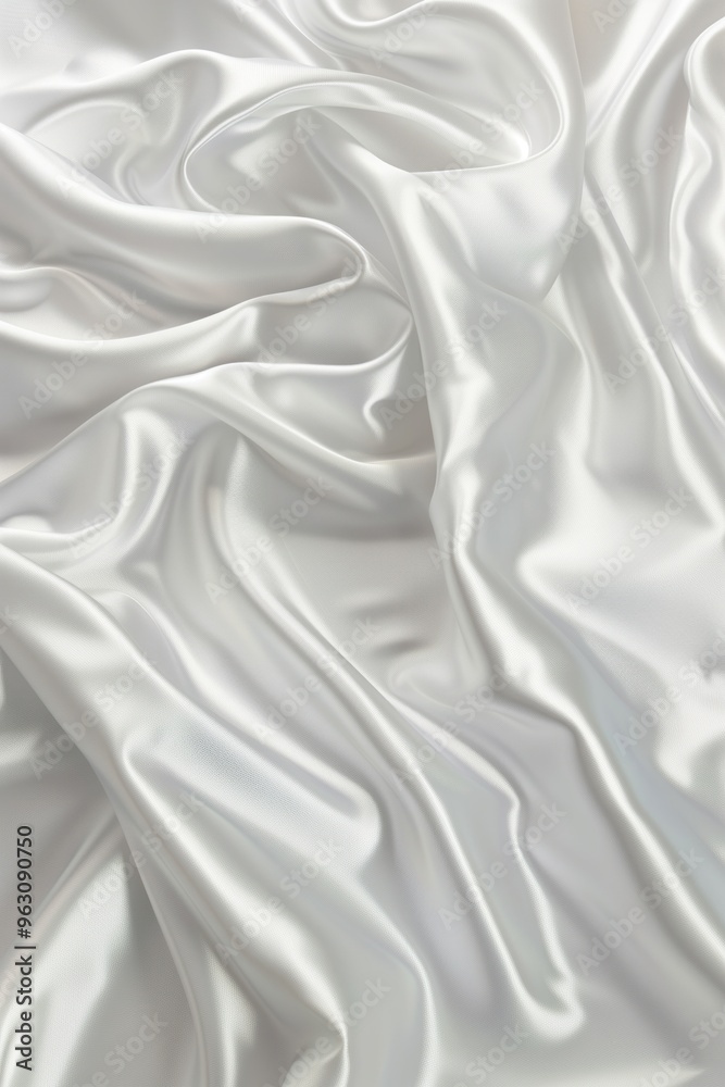 Poster close-up view of white fabric with slight curl at edges, blurred background. fabric texture adds dep