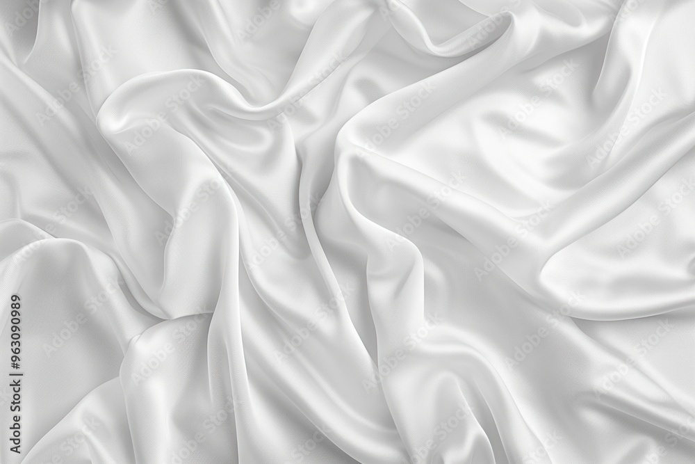 Poster close-up view of white fabric with smooth texture. fabric appears luxurious, possibly silk or satin.