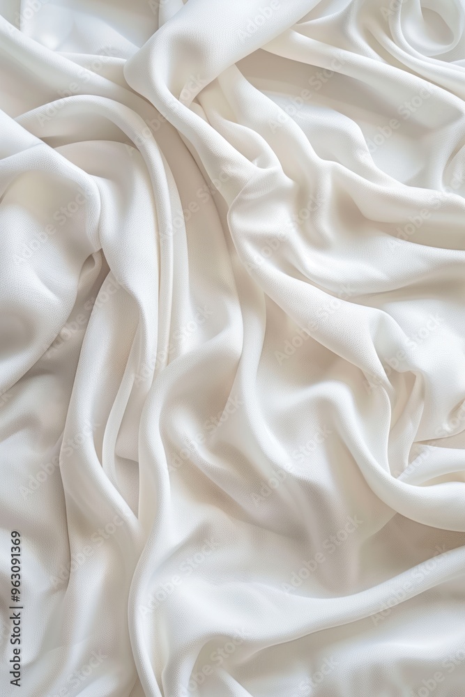 Aufkleber close-up view of white fabric with smooth texture possibly made from cotton or linen. fabric has sli