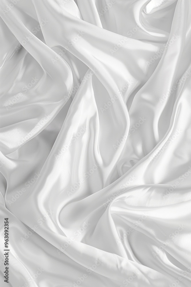 Aufkleber Close-up view of white fabric with subtle texture folded in half revealing intricate pattern. Fabric has smooth surface and neutral background provides contrast.