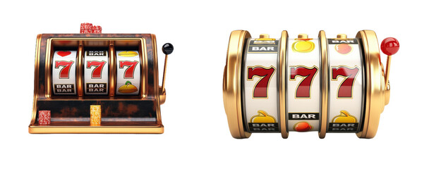 set of slot machine '777' isolated on transparent background, PNG file 