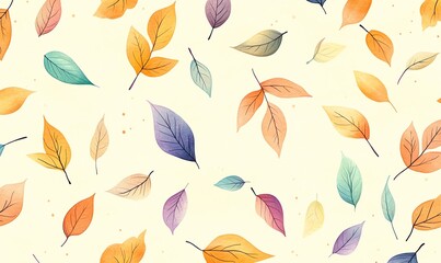 Obraz premium Autumn colorful Leaves Seamless Pattern Vector Illustration