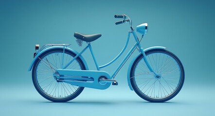 Fototapeta premium Vintage Blue Bicycle, 3D Illustration