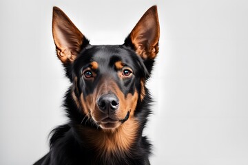 Fototapeta premium Australian kelpie dog animal on white background, AI Generated