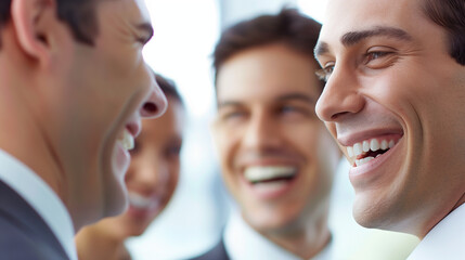 Obraz premium Teamwork - group of business people talking and laughing in a casual meeting