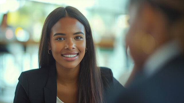 Woman job candidate in a job interview / business meeting / working professionals