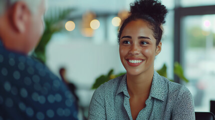 Woman job candidate in a job interview / business meeting / working professionals