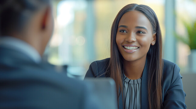 Woman job candidate in a job interview / business meeting / working professionals