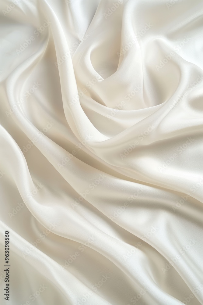 Aufkleber Close-up view of white fabric with slight curl at top and bottom edges. Fabric appears smooth with subtle texture. Gray background provides contrast making fabric stand out.