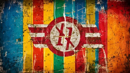 Fototapeta premium Colorful scratched vintage background