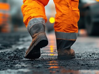 Working the Shift: A Construction Worker on Duty
