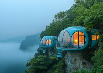 Cliffside Bubble Hotel in the Misty Mountains