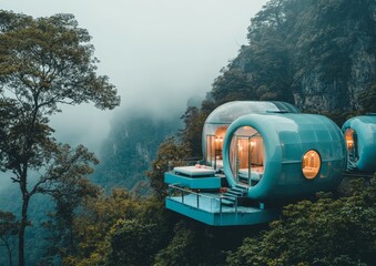 Cliffside Bubble Hotel in the Misty Mountains