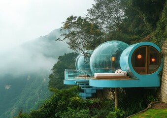 Cliffside Bubble Hotel in the Misty Mountains