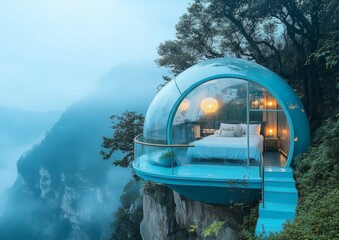 Cliffside Bubble Hotel in the Misty Mountains
