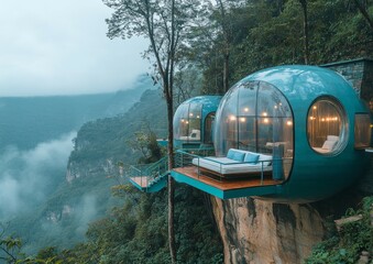 Cliffside Bubble Hotel in the Misty Mountains