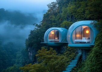 Cliffside Bubble Hotel in the Misty Mountains
