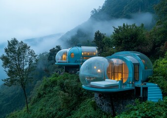 Cliffside Bubble Hotel in the Misty Mountains
