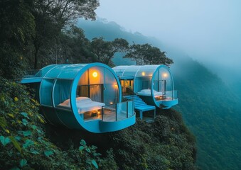 Cliffside Bubble Hotel in the Misty Mountains