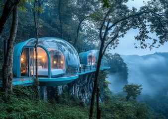 Cliffside Bubble Hotel in the Misty Mountains