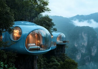 Cliffside Bubble Hotel in the Misty Mountains