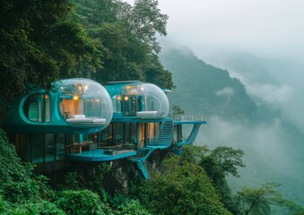 Cliffside Bubble Hotel in the Misty Mountains