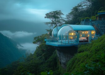 Cliffside Bubble Hotel in the Misty Mountains