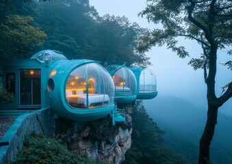 Cliffside Bubble Hotel in the Misty Mountains