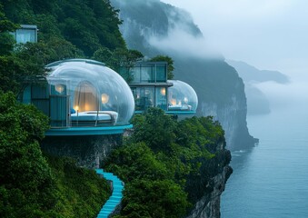 Cliffside Bubble Hotel in the Misty Mountains