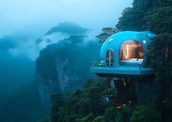 Cliffside Bubble Hotel in the Misty Mountains