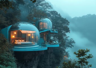 Cliffside Bubble Hotel in the Misty Mountains