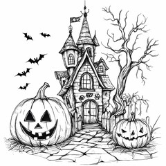halloween background with pumpkin coloring pages graphic 