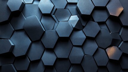 Textured Hexagonal Patterns on a Dark Background with 3D Effect