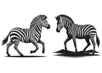 zebra silhouette vector illustration, Zebra animal vector silhouette, zebra line art silhouette, zebra silhouette, icon logo, black silhouette of a zebra without background 