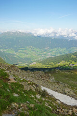 Naklejka premium Panorama opening from Hochzeiger mountain, Pitztal valley, Austria