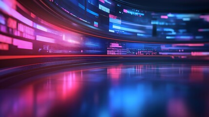 Global news background with neon digital elements, Youtube News Banner