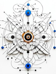 Intricate geometric design with circular patterns and vibrant colors, showcasing artistic creativity and symmetry.