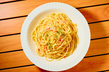 バターコーンとベーコンのパスタ