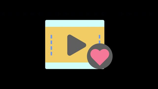 Play button, yellow rectangle, pink heart, gray circle. Perfect for social media posts, digital marketing campaigns, or video player designs.