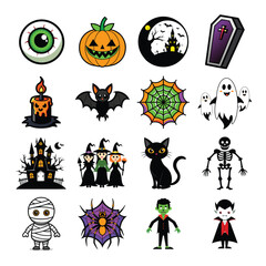 halloween icons set