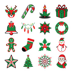 christmas icons set
