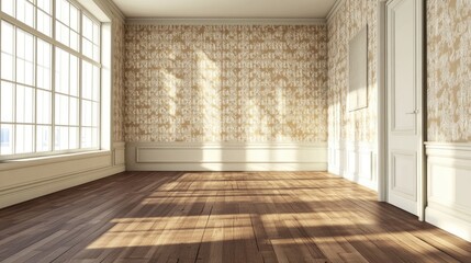 Empty Room with Sunbeams Streaming Through Window