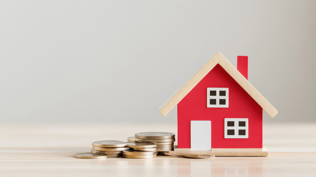 House with a falling price tag due to decreasing interest rates