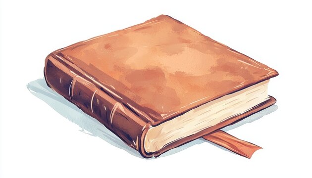 Customized photo album, leatherbound, flat design illustration