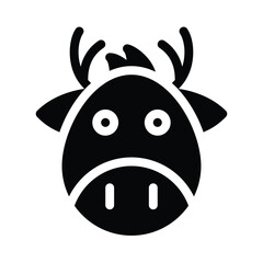Christmas Reindeer Black Flat Icon