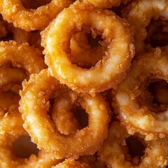 Crispy Calamari Rings: Close-Up, 4K Ultra-High Resolution Image