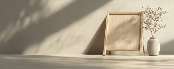 Engraved wooden photo stand with personalized text, minimalist design, 3D illustration