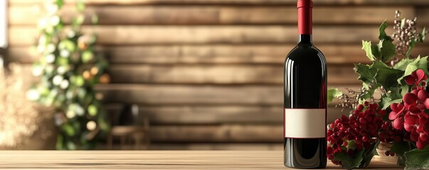 Personalized wine bottle with custom label, festive occasion, 3D illustration