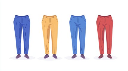 Tailored trousers, adapted waist, exclusive style, flat design illustration