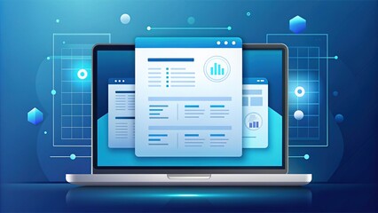 Futuristic vector illustration of a digital invoice with stylized icons and layout, conveying modernity and sleekness